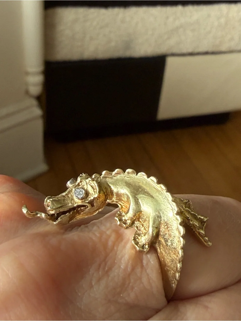 Vintage 14K Gold Dragon Wrap Ring with Diamond Eyes